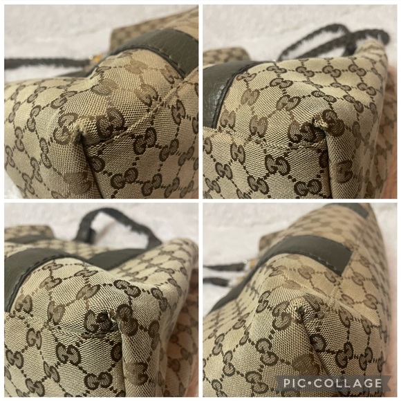 Gucci Monogram GG Canvas Leather Bamboo Bar Large Shoulder Tote & Folio Wallet - Picture 10 of 17